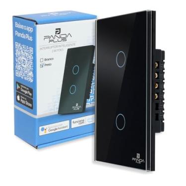 Imagem de Panda Plus Interruptor Touch Inteligente Wi-Fi, 2 Botões, Compatível com Alexa e Google Assistente, Controle por App, Bivolt 110-240V, Preto (Preto)