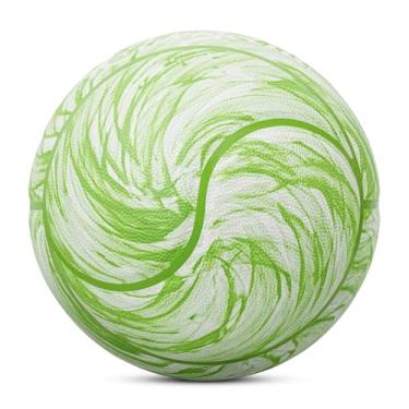 Imagem de Kuangmi Bola de basquete Yin Yang, tamanho oficial 7 (75 cm), pneu médio exclusivo em forma de Tai Chi, para interior e exterior, verde