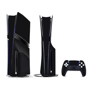 Imagem de Skin Decal Compatible with PS5 Pro Disc, Full Set Vinyl Wrap Black Sticker Cover for Game Console & Controller