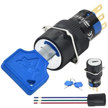 Imagem de ZJWZJH Interruptor De Trava Terminal Redondo Spdt 2 Peças 16 Mm E 5/8 Pol., Seletor Liga/Desliga, Posição, Travamento Permanente Com 4 Chaves Soquete Fio, Certificação Ul