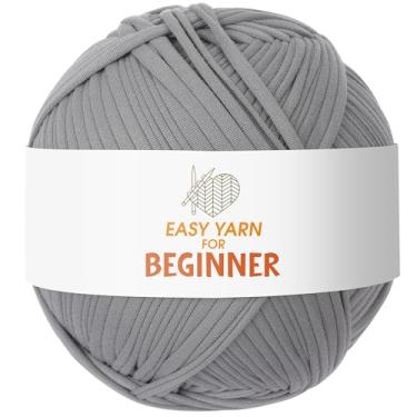 Imagem de Cudroza Fio de camiseta para crochê - fio de camiseta 400 g (130 jardas), fio grosso grosso para bolsas, cobertor, almofadas, projetos de cestas de armazenamento, fio de tecido, presente de tricô