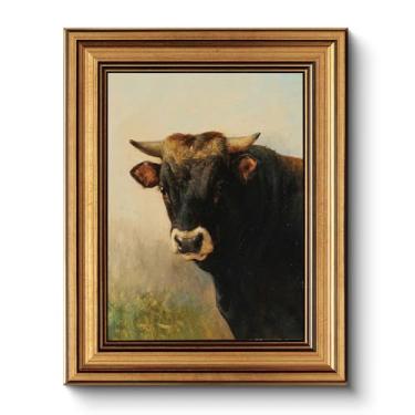 Imagem de WHASAYART Arte de parede vintage emoldurada a ouro para sala de estar, pintura de animais, decoração de prateleira para cozinha, arte de parede de quarto estética, melhores presentes para amigos ou