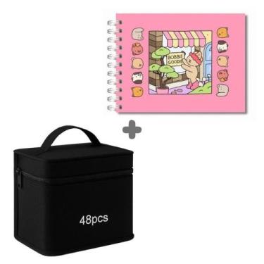 Imagem de 24/36/48/60 Cores Caneta Marcadora Kit Com Ponta Dupla - Mimi, Caderno