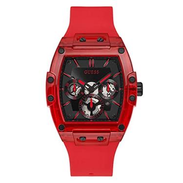 Imagem de GUESS Relógio masculino de quartzo de policarbonato com pulseira de silicone, vermelho, 24 (modelo: GW0203G5), Vermelho/preto, Phoenix