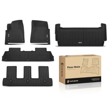 Imagem de YHTAUTO Tapetes de chão e tapete de carga compatíveis com Rivian R1S 2022-2024 Adventure 2022 Explore Launch Edition, tapetes de carro TPE para todos os climas, impermeável, antiderrapante, inodoro