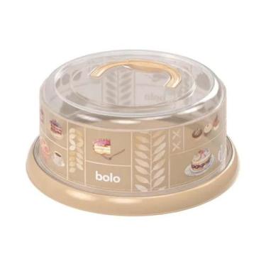 Imagem de Boleira Plástica Redonda com Tampa Rosca e Alça Retrô Porta Queijo Pla