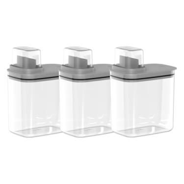 Imagem de Kit 3 Dispensers para Lavanderia 1,5 Litros Organizadores de Sabão/Amaciante Flow Ou Cor:Chumbo