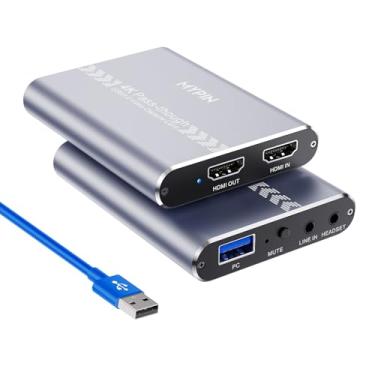 Imagem de 4K 60fps Áudio Vídeo HDMI Game Capture, Live Gamer Portátil Pass-Through 4K Full HD 1080P 60fps USB3.0 Cartão de Captura de Gravação de Latência Ultra Baixa para Xbox, PlayStation, Nintendo Switch