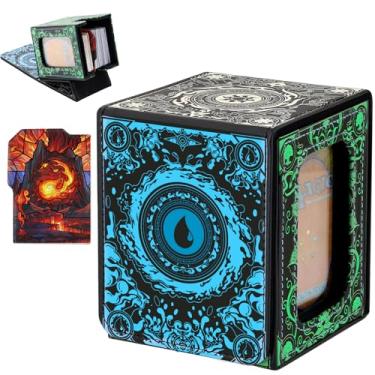 Imagem de sabermaster Caixa de baralho de cartas para YGO MTG Deck Box 110+ armazenamento de cartas de manga dupla, jogos de cartas colecionáveis, armazenamento de couro com divisória, suporte (MTG)
