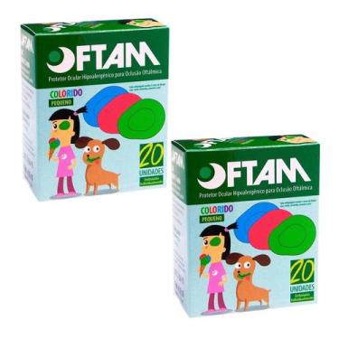 Imagem de Kit 2 Tampão De Olho Protetor Ocular Pequeno Colorido C/20 - Oftam