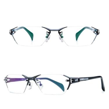 Imagem de VFDHN Armação de óculos de titânio sem aro para homens, óculos de grau sem armação ultraleves (preto C1)