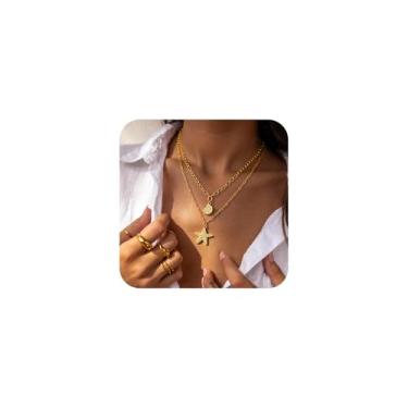 Imagem de Colar feminino com concha de ouro 18 k com pingente de concha de verão e praia, joias modernas de estrela-do-mar, collar, Aço inoxidável, Sem Pedra Preciosa