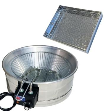 Imagem de Kit Fritadeira Elétrica Industrial Tacho Redondo Inox 10 Litros com Escorredor M(220)