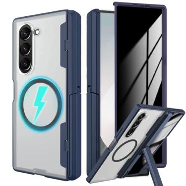 Imagem de YQODSZ Capa para Samsung Galaxy Z Fold 6 com protetor de tela de privacidade, [compatível com Magsafe] Capa magnética Fold6 com suporte protetor de tela proteção de dobradiça capa antiespião para Z