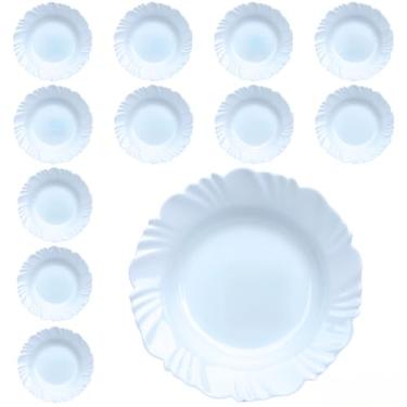 Imagem de Prato Fundo Opaline Pétala Branco Kit 6 Vidro Temperado Resistente(12)