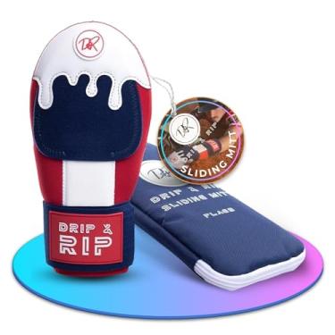 Imagem de Drip & Rip Luva deslizante juvenil para beisebol e softball, design de tapete deslizante de sorvete com proteção para as mãos – base de corrida, respirável, durável, ambidestro (bandeiras) – a partir