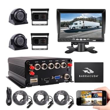 Imagem de JOINLGO Kit de gravador de vídeo DVR 4CH GPS 4G WiFi 1080p HDD/SSD/SD Drive Mobile Vehicle Car DVR Visualização ao vivo no PC, telefone com 4 peças de câmera de metal IR com visão lateral traseira
