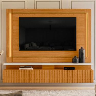 Imagem de Painel para TV Até 75 Polegadas Gaia 2 Gavetas com Led Cinamomo/Off White - Madetec