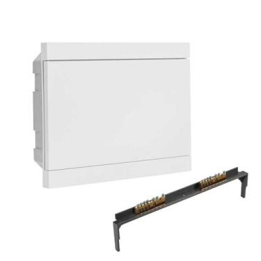 Imagem de Kit Quadro Distribuição Embutir para 12 Disjuntores e Barramento Strah