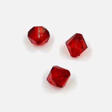 Imagem de Miçanga Balão Facetado 10mm 100pç Vermelho Passante Biju 60g - Macall