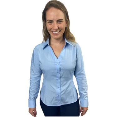 Imagem de Camisete Social Feminino Acinturado Manga Longa Uniforme Administrativ