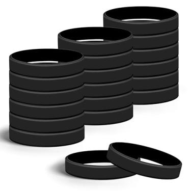 Imagem de Lesnala 24 pulseiras de silicone em branco de cor preta, pulseiras de borracha de cor sólida, pulseiras elásticas para eventos, homens, mulheres, adolescentes, jogos, equipes, lembrancinhas de festa