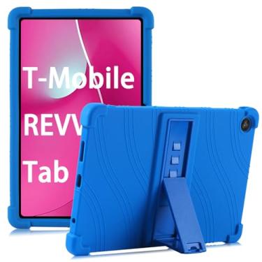 Imagem de Kwamaz Capa para Revvl Tab 2 (2025), capa infantil de silicone macio para tablet Tmobile Revvl Tab 2, com suporte (azul)