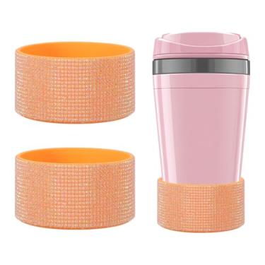 Imagem de YELARXI Bota de silicone com glitter, botas protetoras de diamante, protetor antiderrapante brilhante com fundo de 7,4 a 7,5 cm - adequado para (garrafa de água Stanley Tumbler), pacote com 2 e 850 a
