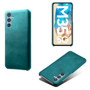 Imagem de Capa para Samsung Galaxy M35 5G,Proteção contra quedas,Casca de volta de cor sólida simples,Design de couro de imitação de plástico-Green