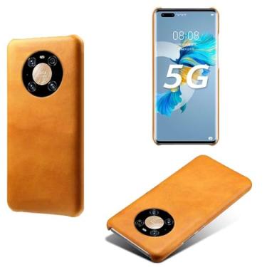 Imagem de Capa para Huawei Mate 40 PRO,Proteção contra quedas,Casca de volta de cor sólida simples,Design de couro de imitação de plástico-Orange