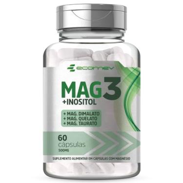 Imagem de Mag3 Magnesio Dimalato Quelato Taurato + Inositol 500Mg 60 Cápsulas - Ecomev (1 Unidade)