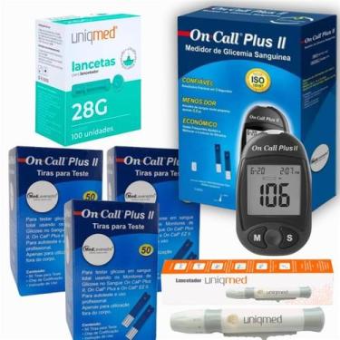 Imagem de Kit Medidor + 150 Tiras + 100 Lancetas + Caneta - On Call Plus 2 - MED
