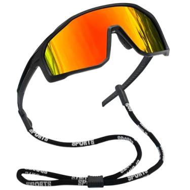 Imagem de Joopin Óculos de Sol Esportivo Masculino Feminino Oculos Polarizados Envolventes para Ciclismo com Proteção UV400 Armação TR90 Lente Espelhado Vermelho