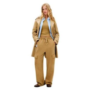 Imagem de Calça Hering Caqui Wide Leg Em Moletom Estonado-Feminino