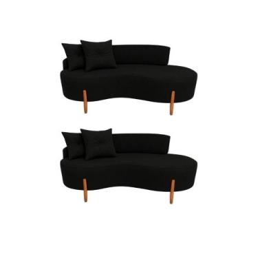 Imagem de Kit 02 Sofá Orgânico 2 Lugares C/2 Almofadas Curvo Sala Recepção Luna 