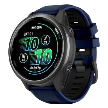 Imagem de OVERSTEP Pulseiras de relógio para Garmin Forerunner 570 de 47 mm/Forerunner 265/Forerunner 255, pulseira de silicone de 22 mm para smartwatch Venu 3 2/Vivoactive 4, azul royal e preto