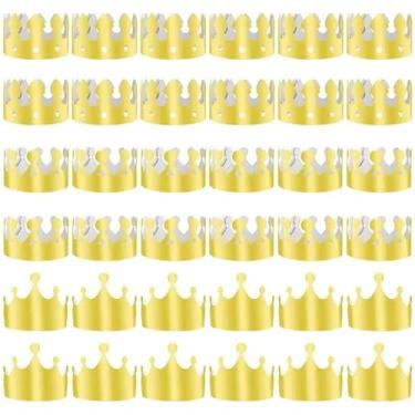 Imagem de TUPARKA 36 peças coroas de rei douradas, folha de ouro, chapéu de festa para festa de aniversário, adereços para fotos de chá de bebê (ouro)