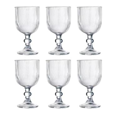 Imagem de Jogo com 6 Taças de Vidro Canelado 380ml Design Elegante e Resistente Ideal para Suco Água Refrigerante Drinks e Café Transparente para Cozinha Bar e Restaurante
