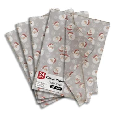 Imagem de Papel de seda impresso de Natal para sacos de presente ou caixas e embrulho - papel de seda decorativo de férias de inverno para embalagem e presente | 24 folhas 50,8 cm x 76,2 cm