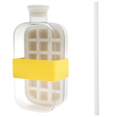 Imagem de Kit de garrafa de cubo de gelo, copo de molde de gelo multiuso, fácil de limpar, nova bandeja de cubos de gelo com tampa e recipiente para suco e bebidas (800 ml)