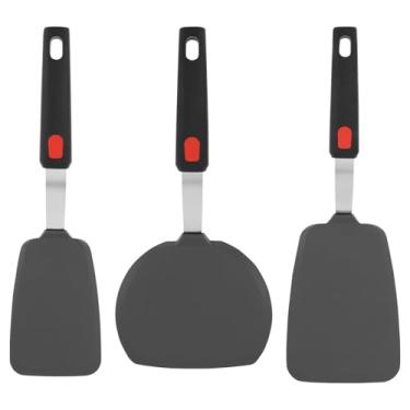 Imagem de Conjunto de espátulas de silicone, pacote com 3, conjunto de espátulas de silicone para cozinha, espátula resistente ao calor de 315 °C para panelas antiaderentes, ideal para virar ovos, hambúrgueres