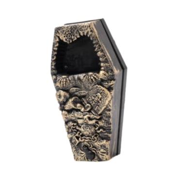 Imagem de Esquirla Campainha de Halloween em formato de caixão assustadora com sons assustadores, elétrica, para atmosfera de festa, ambiente interno e externo, Ouro