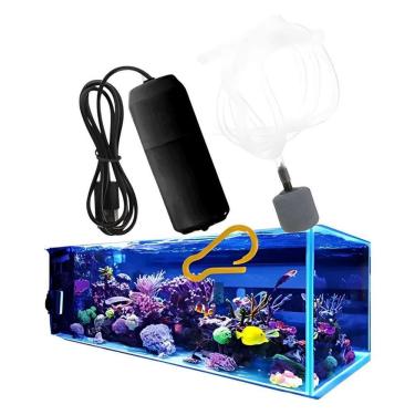 Imagem de Mini Bomba Submersa Aerador Oxigênio Para Aquário Peixe Usb