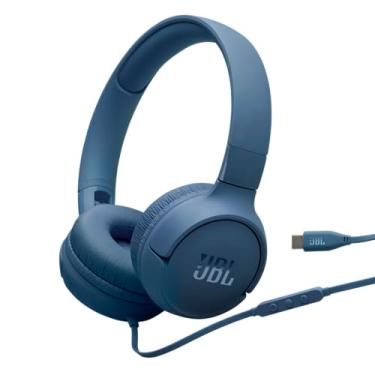 Imagem de JBL Fones de ouvido intra-auriculares Tune 520 C, ajuste confortável, com microfone, som graves puros, predefinições de equalização, conectividade USB-C, design dobrável e cabo sem emaranhados, azul