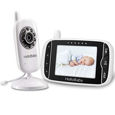 Imagem de HelloBaby Monitor de vídeo para bebê com câmera digital colorida LCD, zoom e visão noturna infravermelha, VOX, sistema de alarme, longo alcance de transmissão, conversação bidirecional