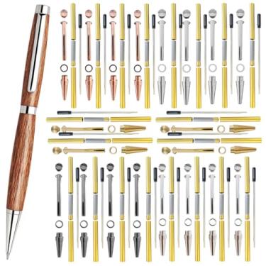 Imagem de Barn Ridge Woodcraft Kit de 20 canetas Slimline – Kits de canetas torcidas para torneamento de madeira de 7 mm com recargas, ferragens de latão e 5 acabamentos para torneamento de torno DIY, presentes
