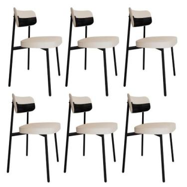 Imagem de Conjunto 6 Cadeiras de Jantar Alloa Tecido Mesclado Est.Preta - Metali