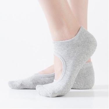 Imagem de Par Meia Sapatilha Antiderrapante Pilates Yoga Feminina 34 a 39 - Braz