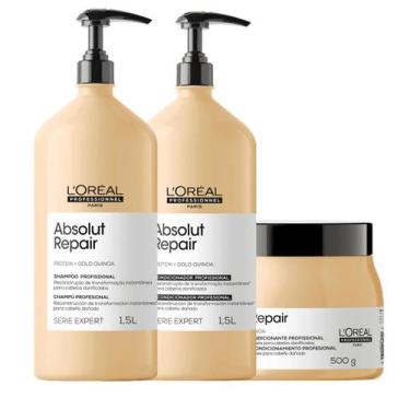 Imagem de Kit L'Oreal Gold Quinoa Shampoo, Condicionador E Máscara - L'oreal Pro