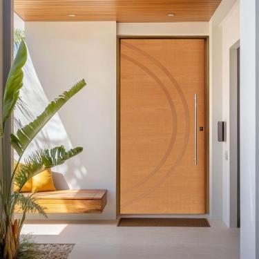 Imagem de Kit Porta de Madeira Pivotante 210x140cm Batente 14cm Fechadura 803 Ro